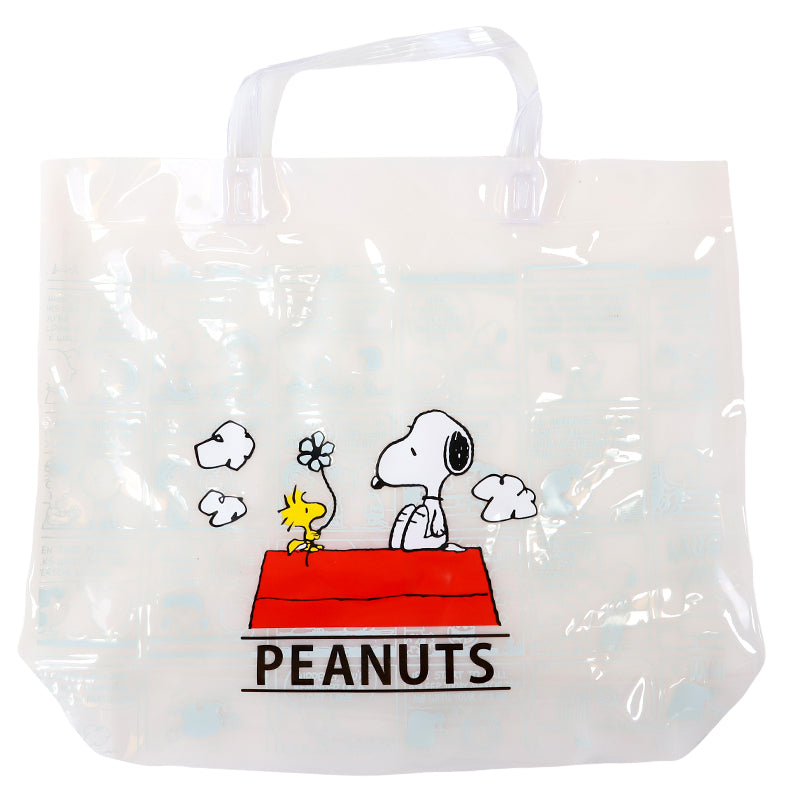 スヌーピー プールバッグ PEANUTS ビーチバッグ キッズ 子供 手提げ 半透明 塩化ビニル 水泳バッグ 水泳かばん スイムバッグ 海水浴 約36×29×10cm 通園 通学 小学生 幼稚園 保育園 シロ