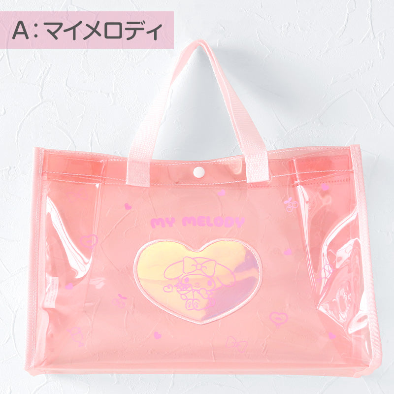 クリアバッグ トート おしゃれ プールバッグ 手提げバッグ シナモン クロミ マイメロ 約36×25×14.5cm 大人 女子 女の子 小学生 中学生 高校生 プールバッグ ビーチバッグ ビニールバッグ スイムバッグ 子供 水泳 水着入れ (在庫限り)
