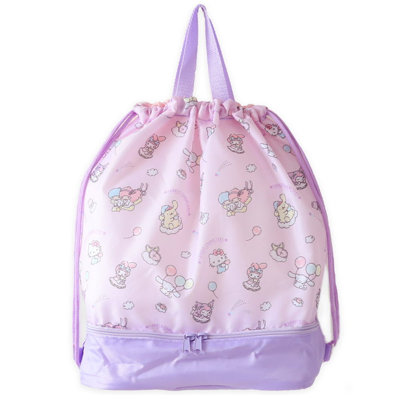 クロミ シナモン サンリオ 2層ナップサック スイムバッグ 約28×40×17.5cm 子供 スクール 学校 水泳バッグ サブバック プールバッグ 小学校 女子 シンプル (在庫限り)