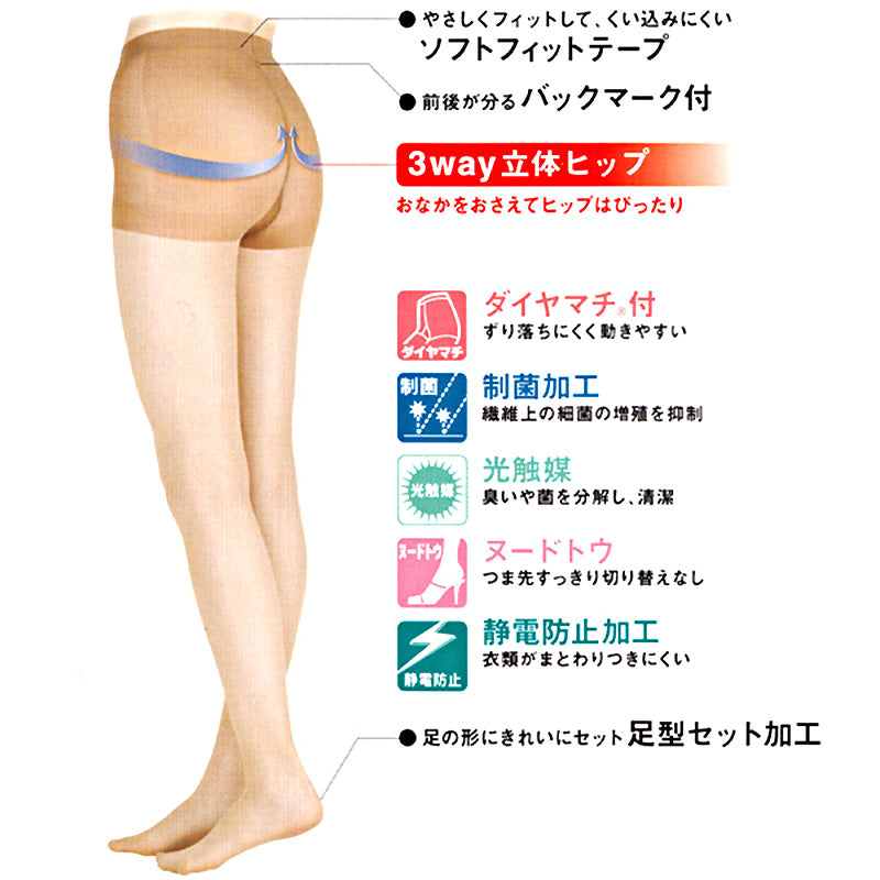 アツギ ストッキング ミラキャラット 伝線しにくい 3足セット S-M~L-LL (パンスト レディース インナー パンティストッキング 素脚 美脚 まとめ買い セット) (在庫限り)