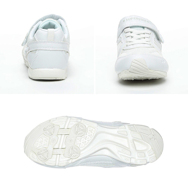 外履き スクールシューズ グランドシューズ 通学履き 運動靴 子供靴 通学 スニーカー 15cm~24.5cm moonstar ムーンスター スーパースター 速く走る 女児 軽量 学校 スクール 小学校 中学校 高校 靴 白 2E (送料無料) (取寄せ)