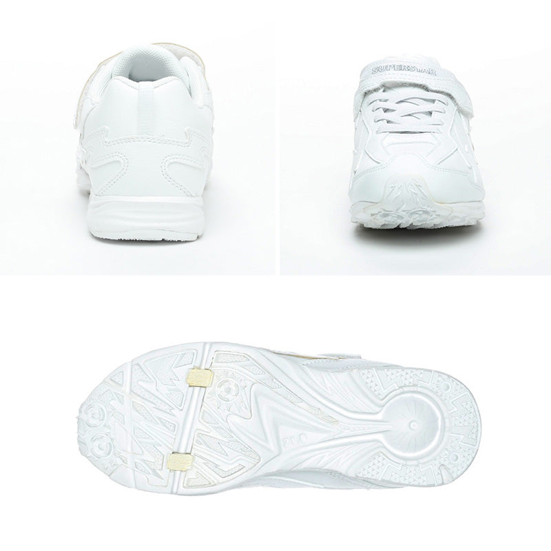 スニーカー 外履き スクールシューズ グランドシューズ 靴 通学履き 運動靴 子供靴 通学 19cm~24.5cm moonstar ムーンスター スーパースター イナズマスプリンター バネの力 速く走る 学校 小学校 中学校 高校 靴 白 2E (送料無料) (取寄せ)