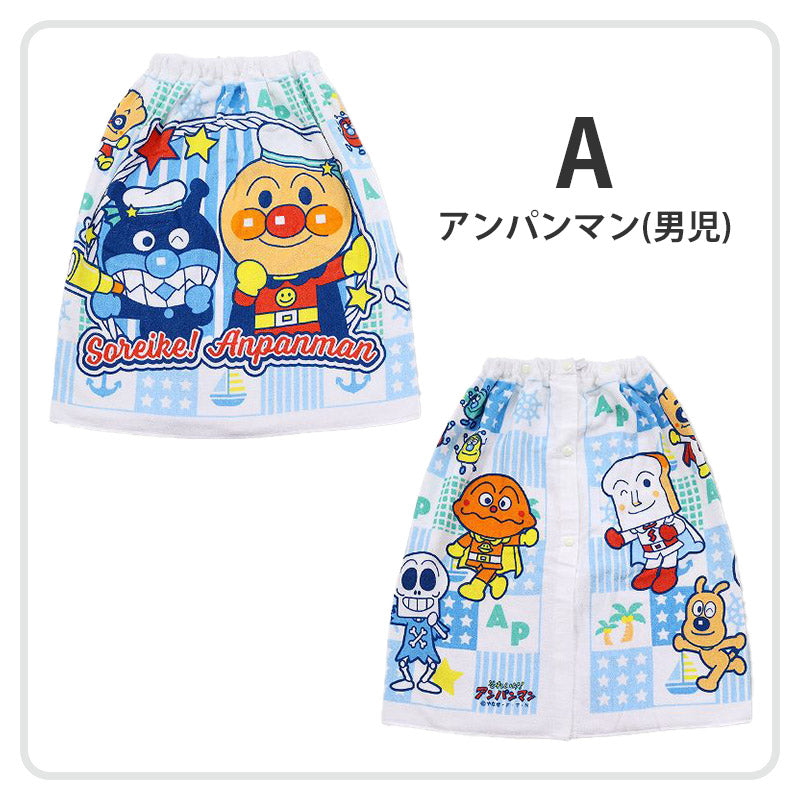 プールタオル アンパンマン 綿100% ラップタオル 巻きタオル キッズ 60cm 子供 バスタオル プール 水泳 男児 男の子 女児 女の子 キャラクター (在庫限り)