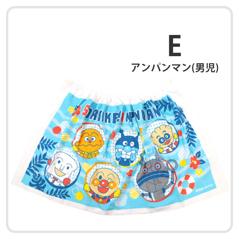 プールタオル アンパンマン 綿100% ラップタオル 巻きタオル キッズ 60cm 子供 バスタオル プール 水泳 男児 男の子 女児 女の子 キャラクター (在庫限り)