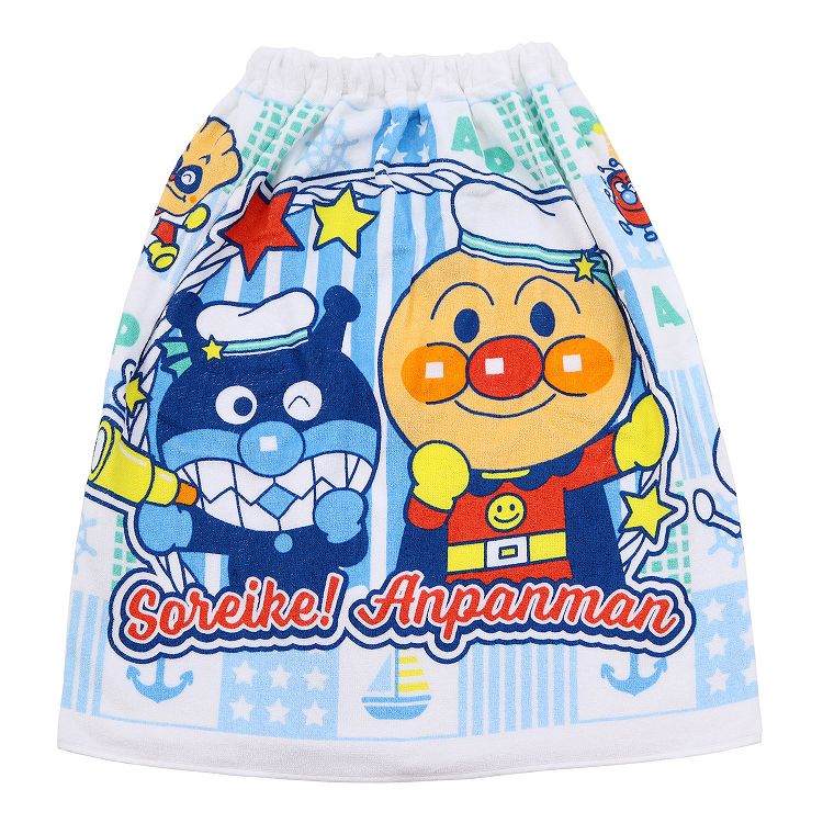 プールタオル アンパンマン 綿100% ラップタオル 巻きタオル キッズ 60cm 子供 バスタオル プール 水泳 男児 男の子 女児 女の子 キャラクター (在庫限り)