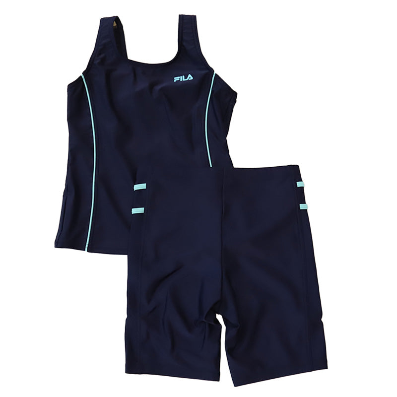 水着 スクール 女子 セパレート 子ども FILA 130cm~170cm (フィラ スクール水着 水泳 プール セパレート 海水浴 学校用 学校 黒 紺) (在庫限り)