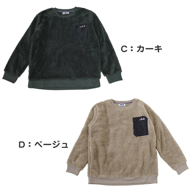 スウェットトップス レディース FILA モコモコ M/L/LL スウェット トレーナー レディース シャギー FILA 暖かい トップス 毛 モコモコ 冬 長袖 ポケット ファスナー (在庫限り)