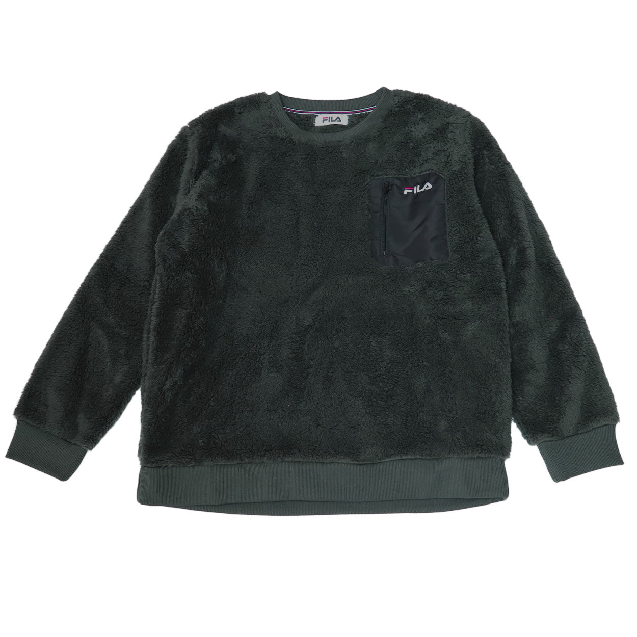 スウェットトップス レディース FILA モコモコ M/L/LL スウェット トレーナー レディース シャギー FILA 暖かい トップス 毛 モコモコ 冬 長袖 ポケット ファスナー (在庫限り)