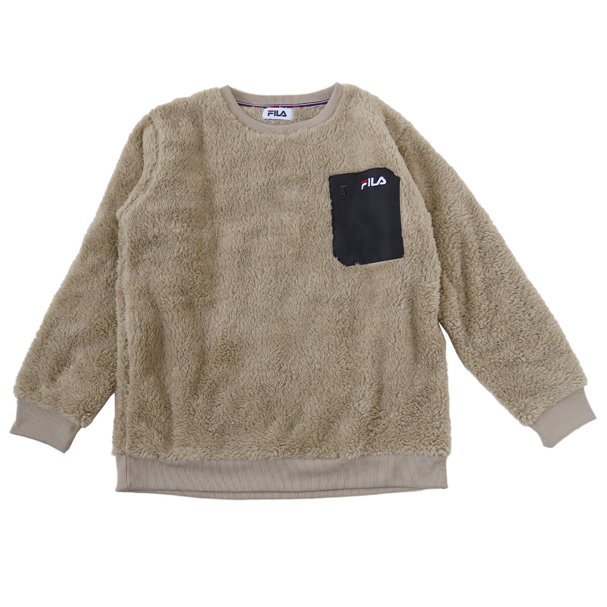 スウェットトップス レディース FILA モコモコ M/L/LL スウェット トレーナー レディース シャギー FILA 暖かい トップス 毛 モコモコ 冬 長袖 ポケット ファスナー (在庫限り)