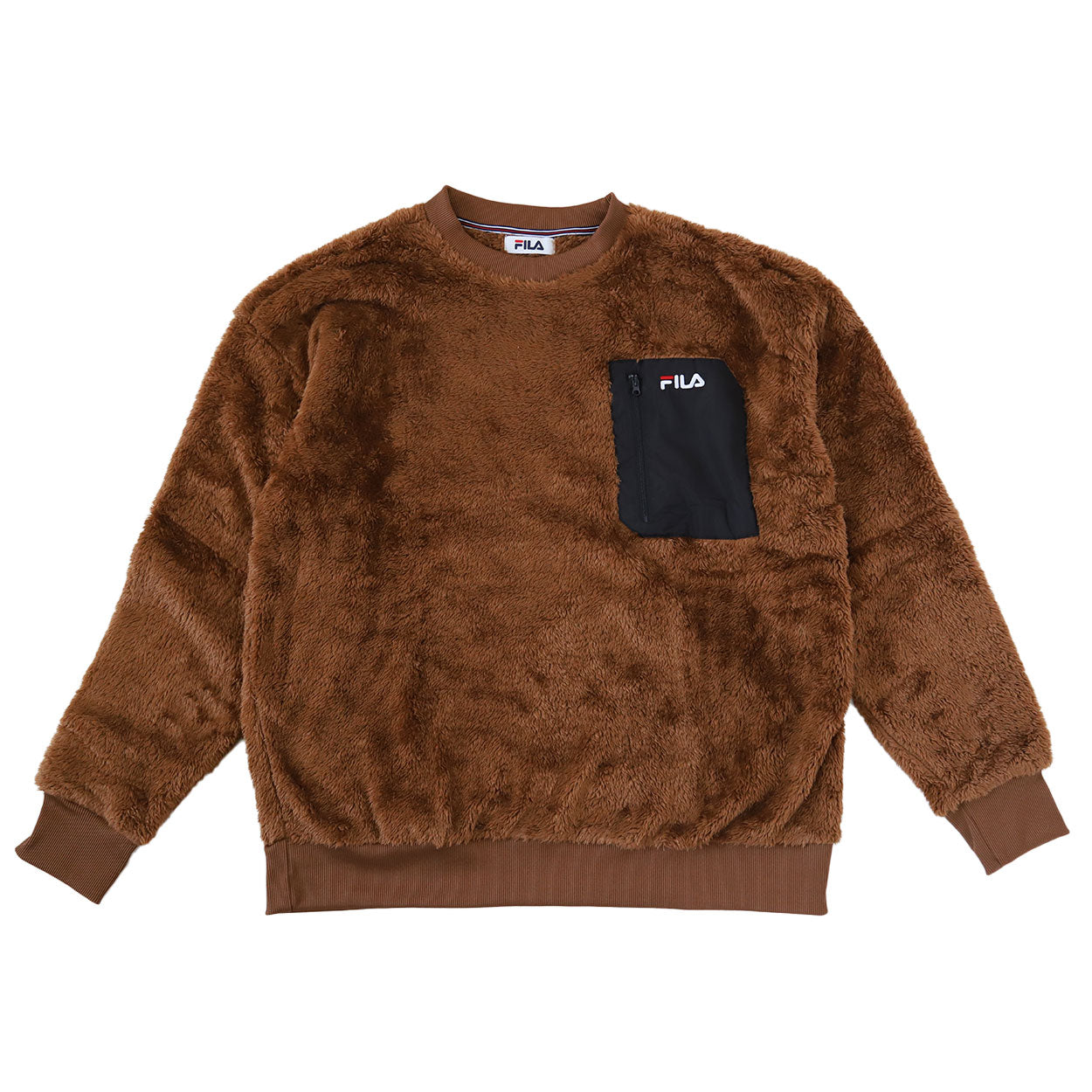 FILA トレーナー メンズ ボア もこもこ シャギー クルーネック トップス M/L/LL フィラ 暖かい 長袖 冬 冬服 レディース 毛 モコモコ ポケット ファスナー (在庫限り)
