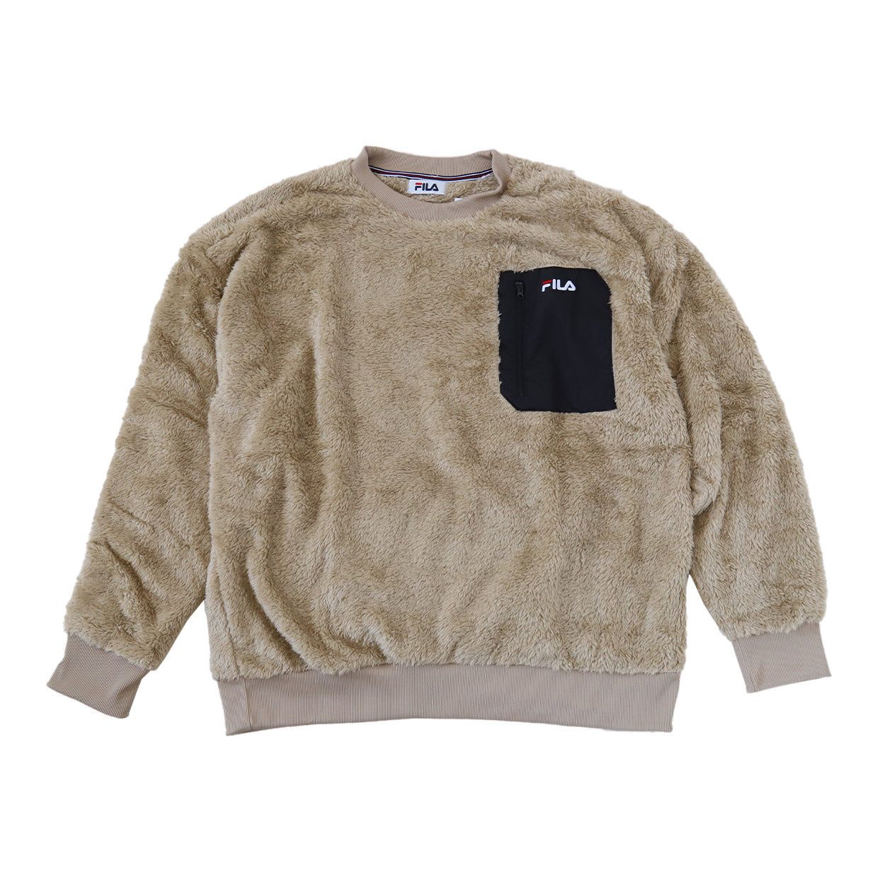 FILA トレーナー メンズ ボア もこもこ シャギー クルーネック トップス M/L/LL フィラ 暖かい 長袖 冬 冬服 レディース 毛 モコモコ ポケット ファスナー