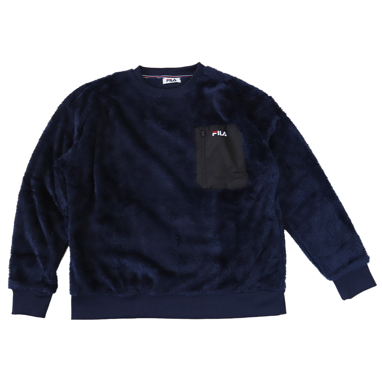 FILA トレーナー メンズ ボア もこもこ シャギー クルーネック トップス M/L/LL フィラ 暖かい 長袖 冬 冬服 レディース 毛 モコモコ ポケット ファスナー