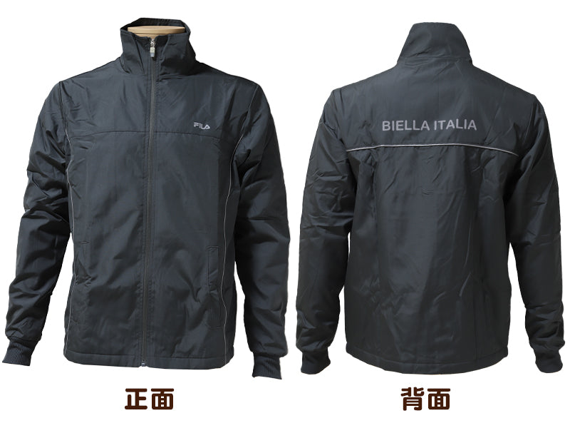 ウインドブレーカー メンズ フリース FILA M L LL ジャケット スポーツ 上着 裏起毛 暖かい トップス ファスナー フルジップ フィラ 紺 黒 灰 長袖 紫外線 反射材 夜 (送料無料) (在庫限り)