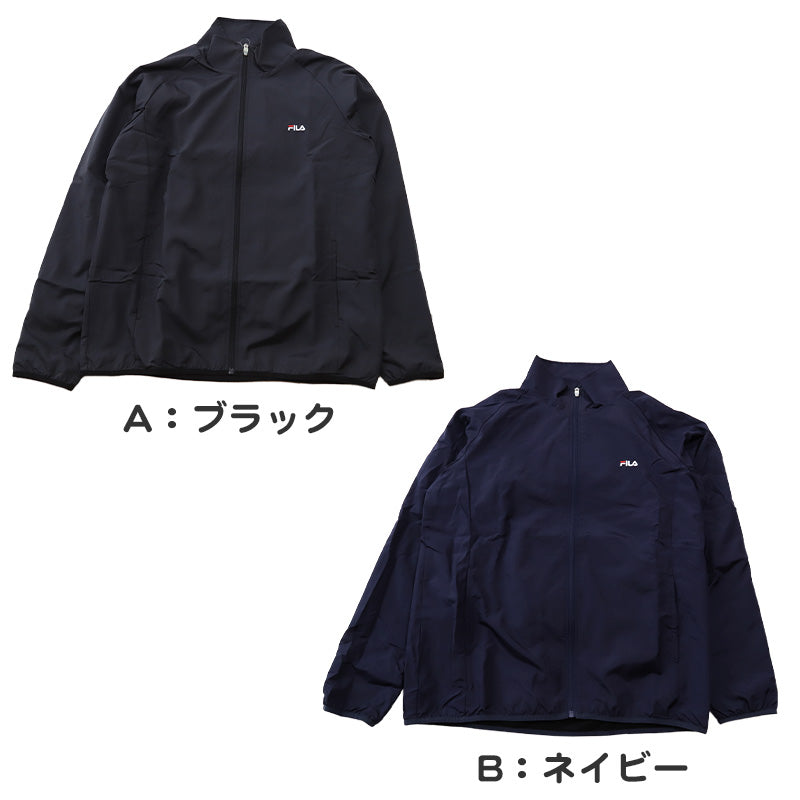 ウインドブレーカー トップス メンズ FILA 裏起毛 M L LL ( ジャケット スタンド スポーツ ハイネック 上着 暖かい ファスナー フルジップ FILA 紺 黒 長袖 紫外線 シャカシャカ ) (在庫限り)