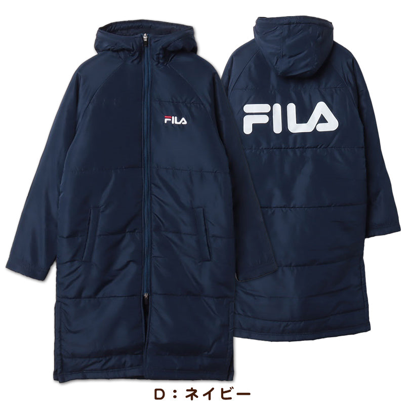FILA ベンチコート ジュニア キッズ 裏ボア 130~160cm 子供服 冬服 コート 子供 子ども フード付き アウター サッカー スポーツウエア 保温 防寒 暖かい 防寒着 130 140 150 160 フィラ (送料無料)