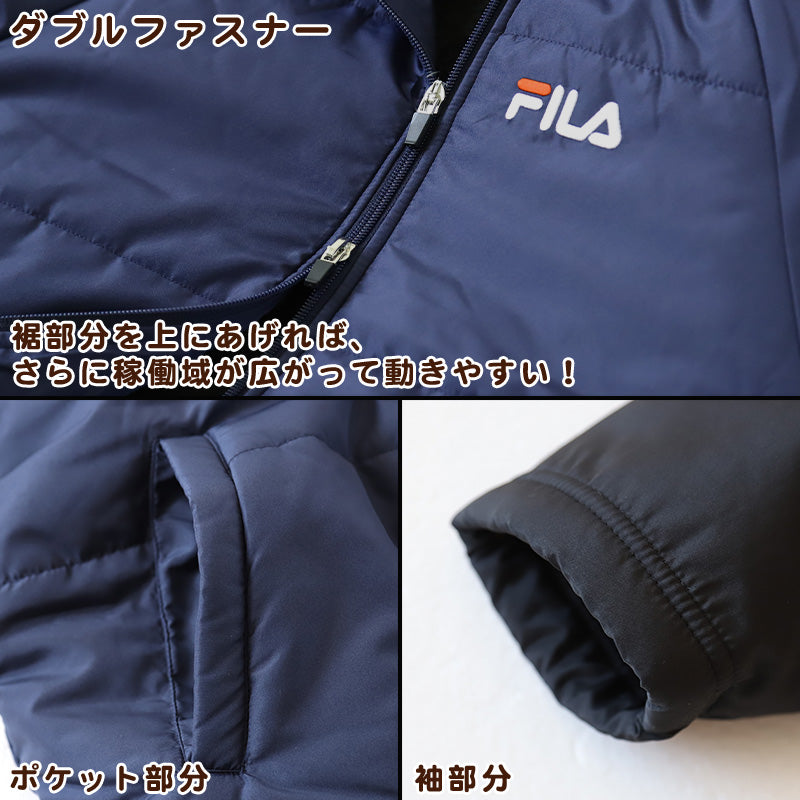 FILA ベンチコート ジュニア キッズ 裏ボア 130~160cm 子供服 冬服 コート 子供 子ども フード付き アウター サッカー スポーツウエア 保温 防寒 暖かい 防寒着 130 140 150 160 フィラ (送料無料)