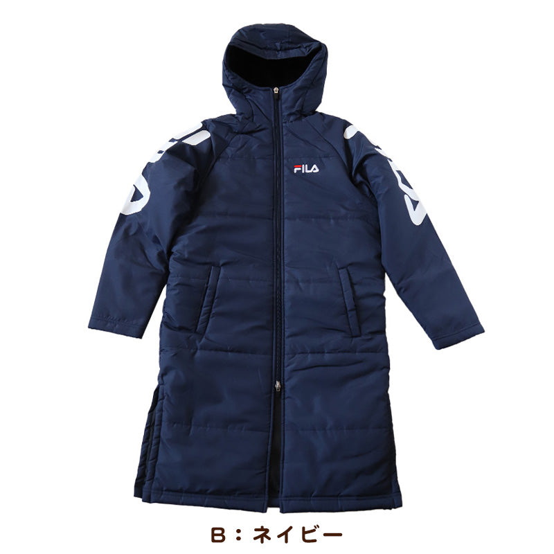 FILA ベンチコート ジュニア キッズ 裏ボア 130~160cm 子供服 冬服 コート 子供 子ども フード付き アウター サッカー スポーツウエア 保温 防寒 暖かい 防寒着 130 140 150 160 フィラ (送料無料)