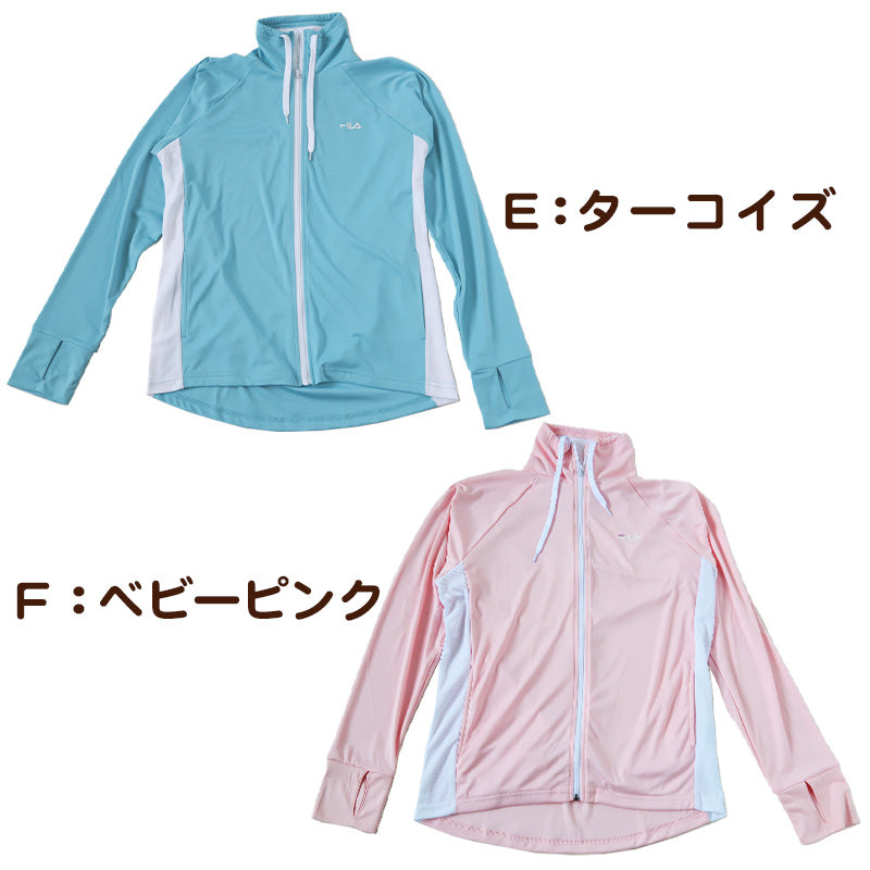 ラッシュガード レディース 水着 体型カバー 大きいサイズ フードなし 長袖 フィラ おしゃれ 3L 4L 5L 水陸両用 スポーツ パーカー uvカット 紫外線対策 メッシュ FILA (在庫限り)