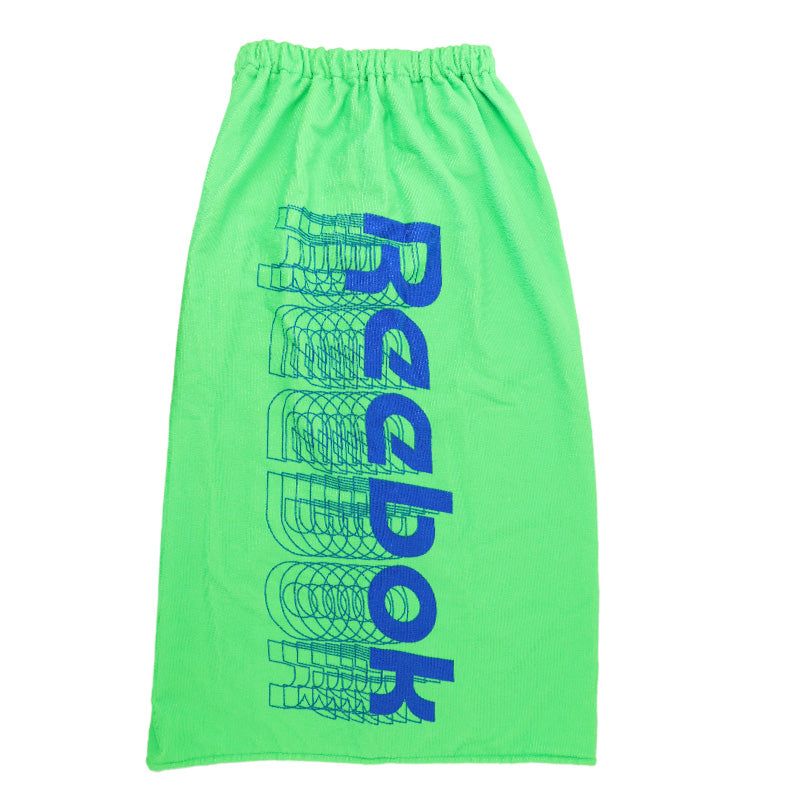 REEBOK リーボック 巻きタオル ラップタオル 100cm丈 キッズ 男の子 ジュニア プールタオル お着替えタオル スイムタオル ポリエステル フロントボタン ネームタグ付き 取っ手付き ループ付き 海 プール 水遊び スイミング 学校用 100cm丈 小学生