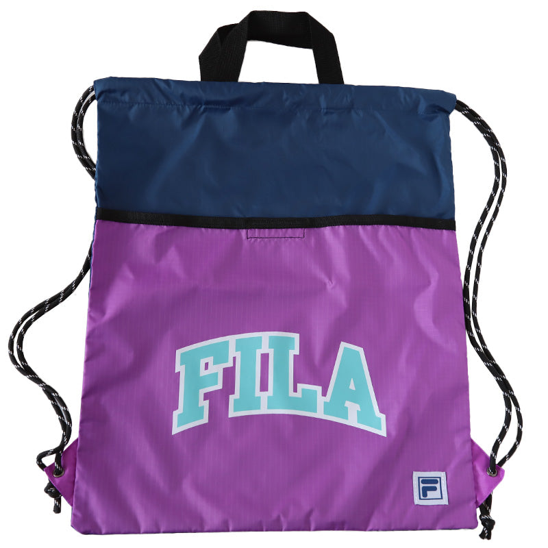 ナップサック 持ち手付き 大きめ スポーツ FILA フリーサイズ (男の子 女の子 体操着 小学校 シューズ入れ シンプル 無地 リーボック スクール ナイロン) (在庫限り)