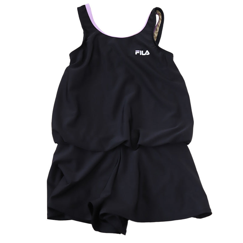 スクール水着 女の子 ワンピース キュロット パンツ 小学生 セパレート風 体型カバー ゆったり FILA フィラ 130cm~170cm 130 140 150 160 170 子供 キッズ 水着 女子 学校 水泳 プール スイミング シンプル (送料無料) (在庫限り)
