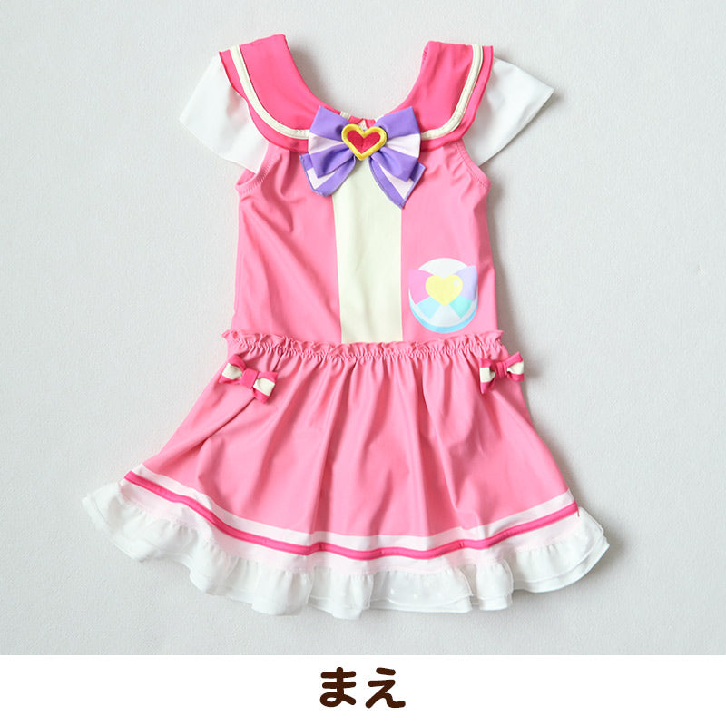 プリキュア 水着 女の子 キッズ ワンピース 子供 変身 なりきり わんだふるぷりきゅあ! 100~120cm 110 120 ピンク かわいい 女児 プール 海 (送料無料)