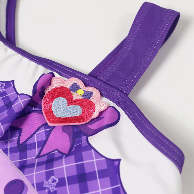 プリキュア 変身 水着 女の子 ワンピース キミとアイドルプリキュア 100~120cm 110 120 なりきり キッズ 子供 ピンク 紫 かわいい 女児 プール 海 (送料無料) (在庫限り)