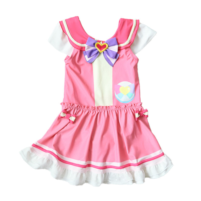 プリキュア 水着 女の子 キッズ ワンピース 子供 変身 なりきり わんだふるぷりきゅあ! 100~120cm 110 120 ピンク かわいい 女児 プール 海 (送料無料)