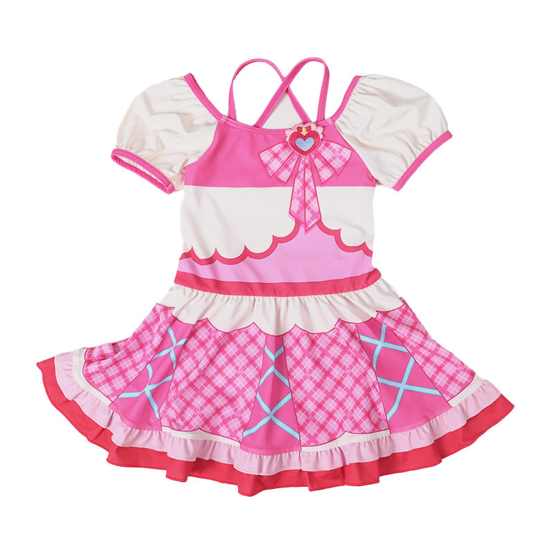 プリキュア 変身 水着 女の子 ワンピース キミとアイドルプリキュア 100~120cm 110 120 なりきり キッズ 子供 ピンク 紫 かわいい 女児 プール 海 (送料無料) (在庫限り)