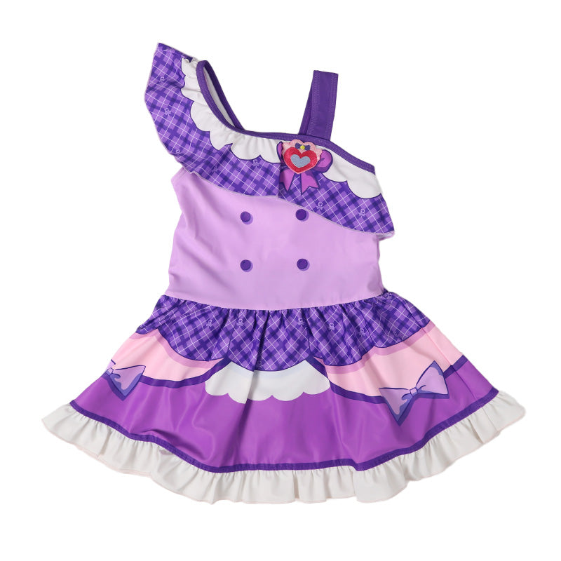 プリキュア 変身 水着 女の子 ワンピース キミとアイドルプリキュア 100~120cm 110 120 なりきり キッズ 子供 ピンク 紫 かわいい 女児 プール 海 (送料無料) (在庫限り)