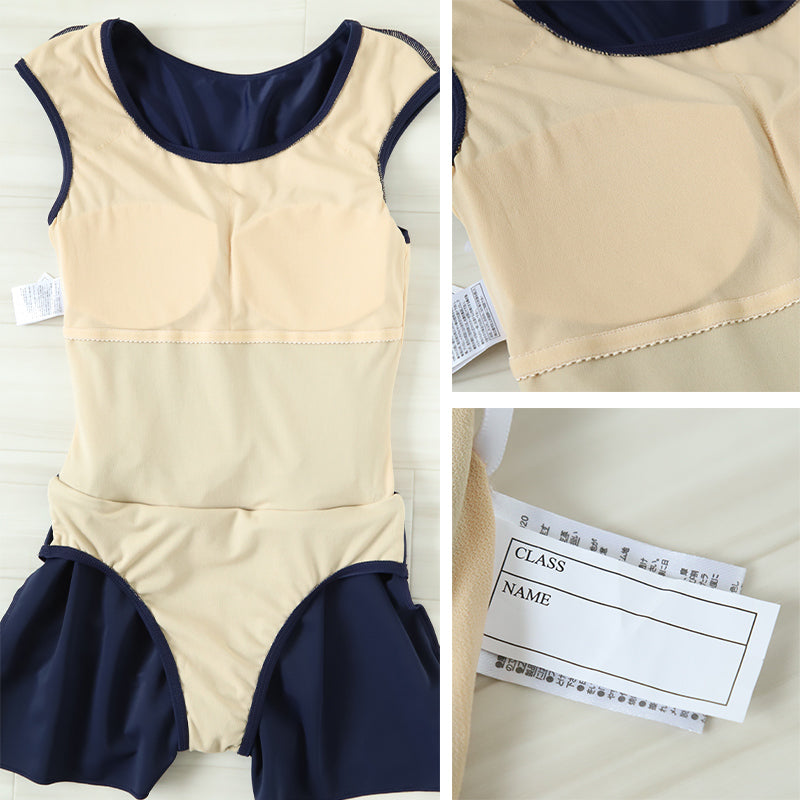 スクール水着 女の子 ワンピース 体型カバー キュロット 中学生 女子 高校生 カップ付き 7号~13号 水着 パッド 無地 プール 水泳 シンプル パンツ (在庫限り)