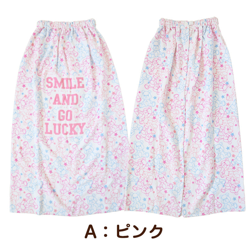 ラップタオル 巻きタオル 綿100% 女の子 女子 キッズ 子供 96cm丈 ビーチタオル バスタオル 小学生 プール 水泳 ジュニア 吸水 クマ (在庫限り)