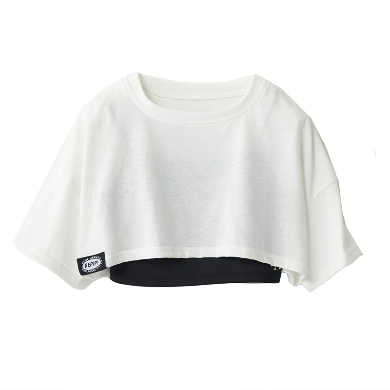 クロップド ブラキャミソール ショート丈Tシャツ セット キッズ 女の子 ダンス レピピアルマリオ 140~170cm かわいい シンプル 子供服 トップス ブラトップ キャミ スポーティー