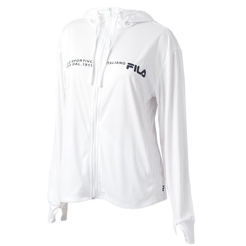 FILA UVパーカー レディース ポリエステル 水陸両用 紫外線対策 UVカット パーカー ラッシュガード 長袖 スムース サムホール 指穴付き 手の甲カバー 日焼け対策 羽織り M L LL 海 プール 水着の上 アウトドア 公園 旅行 夏 レジャー ウォーキング
