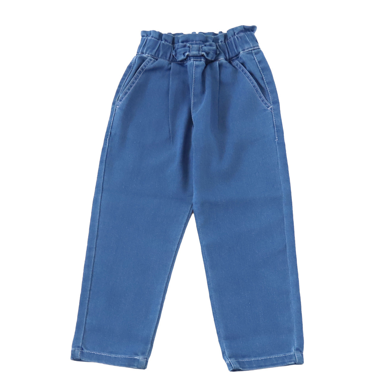 女の子 デニム 長ズボン テーパードパンツ リボン付き キッズ 子供服 パンツ 110~130cm ズボン ロングパンツ ジーンズ ジーパン ボトム ボトムス ガールズ ガール 女子 ジュニア 女児 子供 通園 通学 デイリー