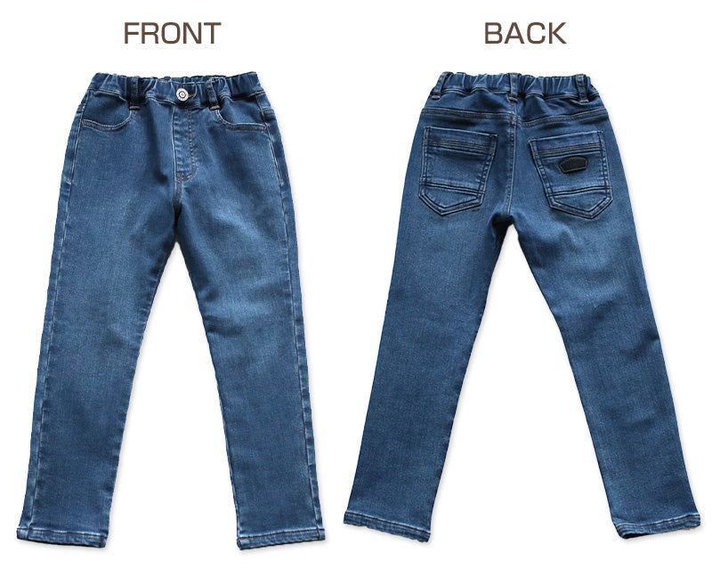 子供 ストレッチデニム 長ズボン ロングパンツ 90~160cm (ズボン デニム ジーンズ ジーパン 男女兼用 キッズ ジュニア こども 子供 子供服 ボトムス 通園 通学 デイリー)