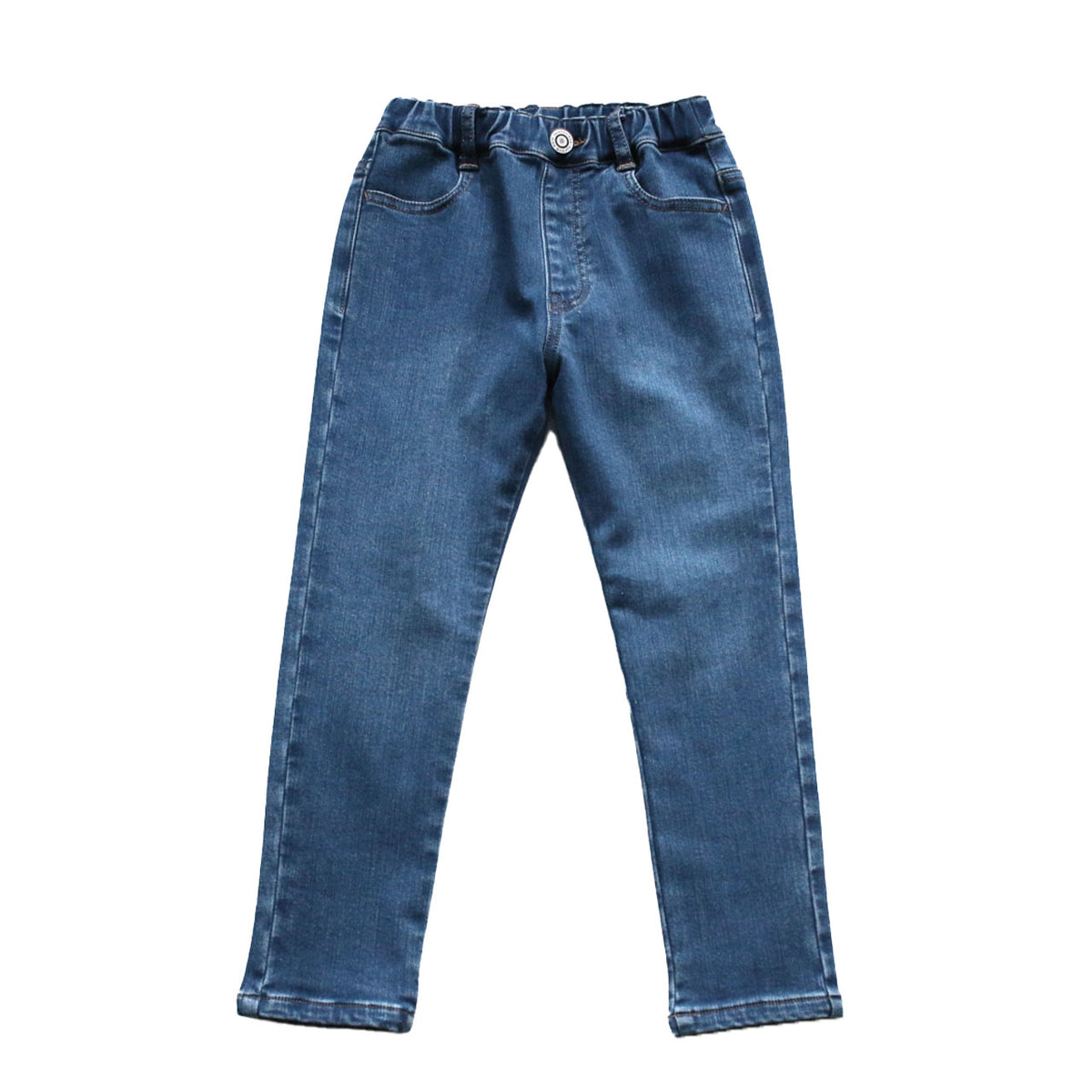 子供 ストレッチデニム 長ズボン ロングパンツ 90~160cm (ズボン デニム ジーンズ ジーパン 男女兼用 キッズ ジュニア こども 子供 子供服 ボトムス 通園 通学 デイリー)