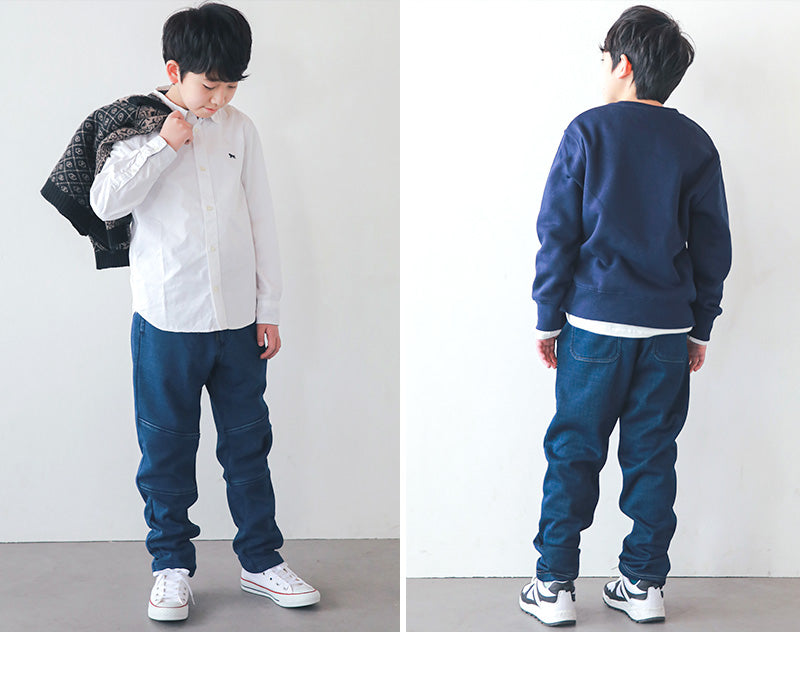 男の子 シャギーパンツ 長ズボン ロングパンツ ボトムス 140~170cm (裏起毛 ストレッチ ジーンズ ジーパン ズボン キッズ ジュニア こども 子ども 子供服 通学 デイリー) (在庫限り)