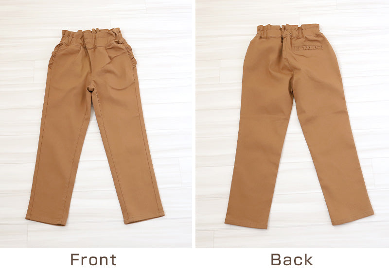 女の子 フリル付きパンツ 長ズボン ロングパンツ ボトムス 90~160cm (ストレッチ ズボン キッズ ジュニア こども 子供 子供服 ボトムス 通園 通学 デイリー) (在庫限り)