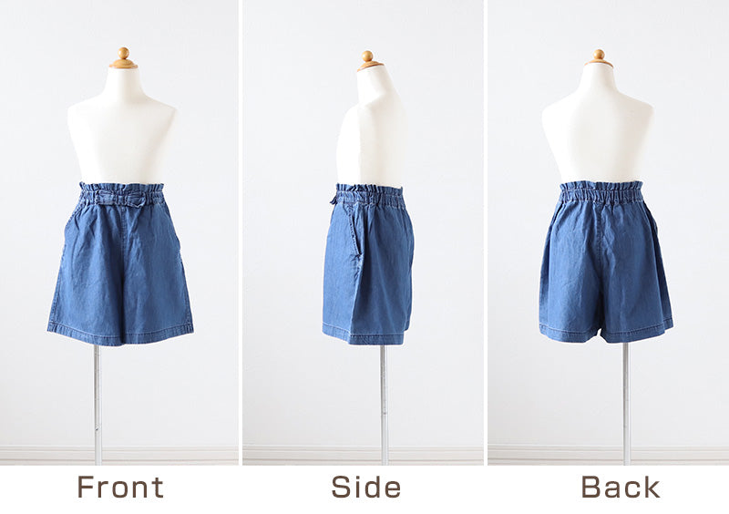 女の子 キュロット キッズ スカーチョ ショートパンツ ガウチョ 子供服 夏 ボトムス 110~160cm 薄手 涼しい デニム 子供 綿100% コットン ガールズ ガール 女子 ジュニア 女児 ボトム 通園 通学 デイリー (在庫限り)