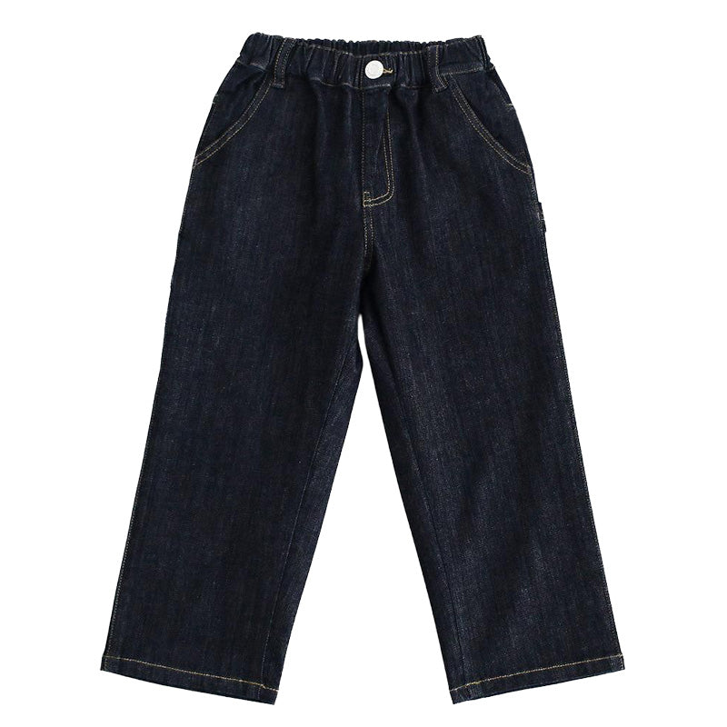 デニムチノワイドペインター キッズ 男の子 パンツ 子供服 130 140 150 160cm 長ズボン ズボン ワイドストレート ストレッチ デニム チノ 通学 通園 カジュアル ボトムス ウエストゴム 春 夏 秋 伸びる かっこいい ゆったり おしゃれ 人気 定番