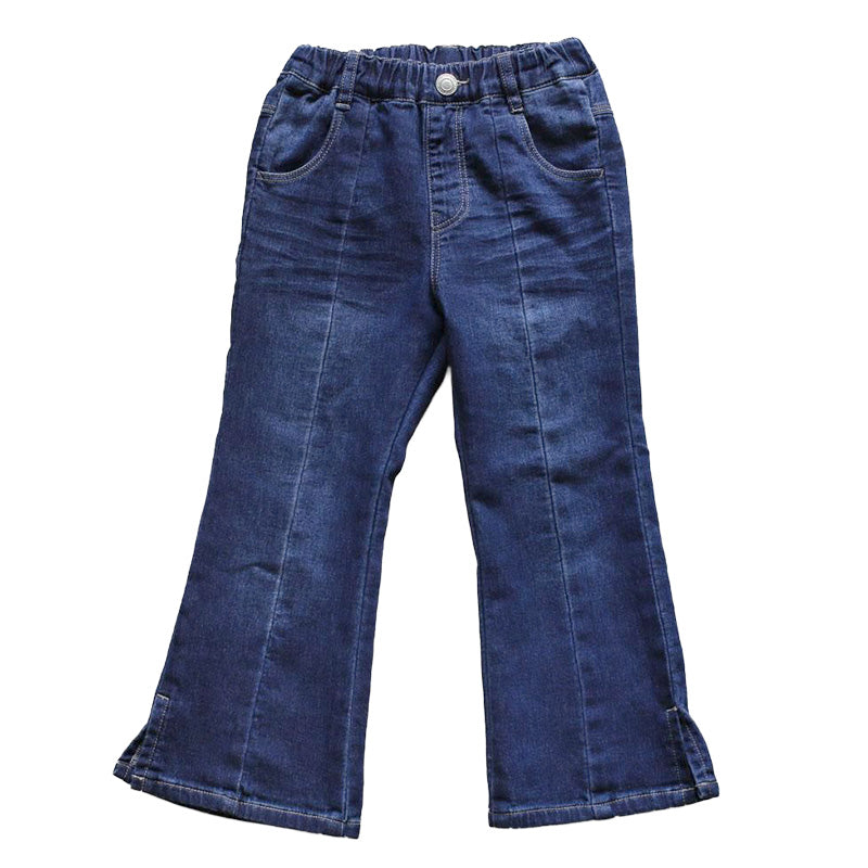 女の子 デニム フレアパンツ ジーンズ ジーパン 長ズボン パンツ ズボン 130 140 150 160cm ストレッチ やわらかい 女子 キッズ ジュニア 女児 子供 子供服 ボトムス 通園 通学 デイリー