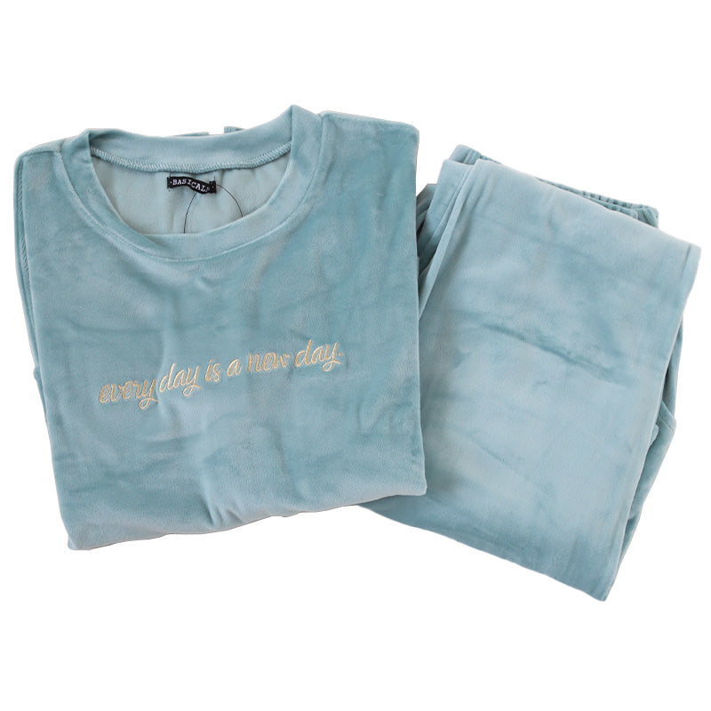 パジャマ レディース 秋 冬 かわいい 丸首 長袖 M-L ベロア やわらかい シンプル ストレッチ 薄手 上下 シャギー ルームウエア 無地 婦人 ピンク 黒 紺 ベージュ 水色 グレー