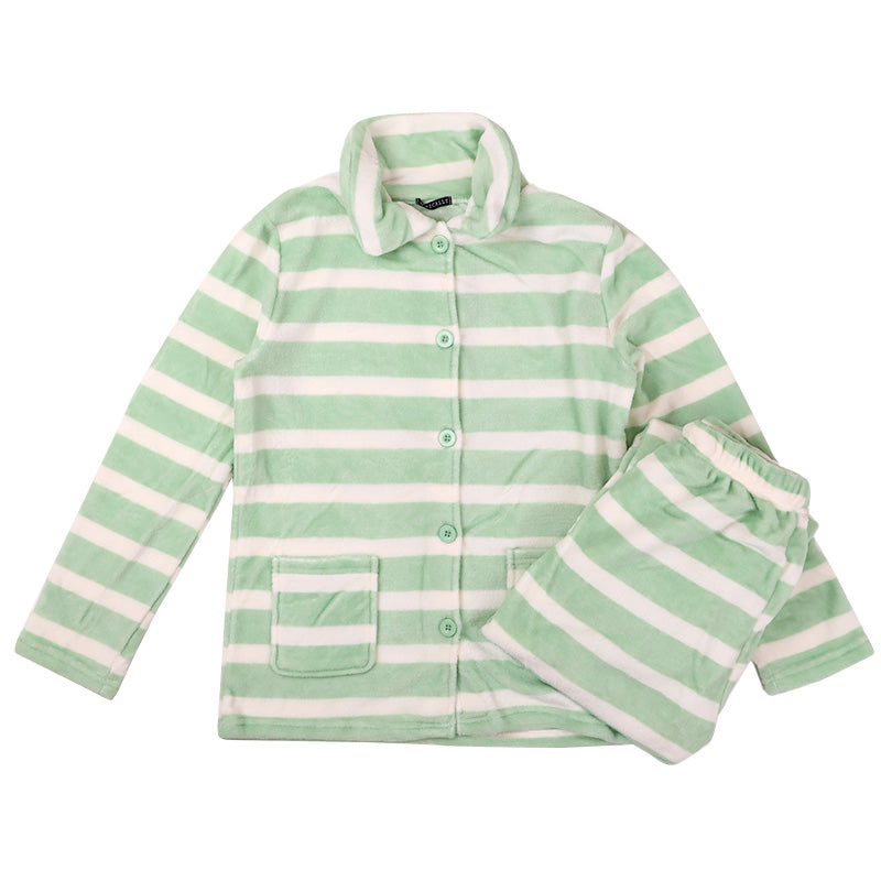 パジャマ レディース 冬 かわいい あったかい ルームウェア 長袖 婦人 前開き 部屋着 M-L やわらかい もこもこ 柄 上下 ボーダー 花柄 シマエナガ クマ ハリネズミ パンダ (在庫限り)