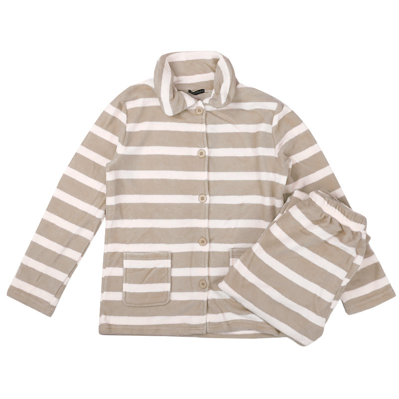 パジャマ レディース 冬 かわいい あったかい ルームウェア 長袖 婦人 前開き 部屋着 M-L やわらかい もこもこ 柄 上下 ボーダー 花柄 シマエナガ クマ ハリネズミ パンダ