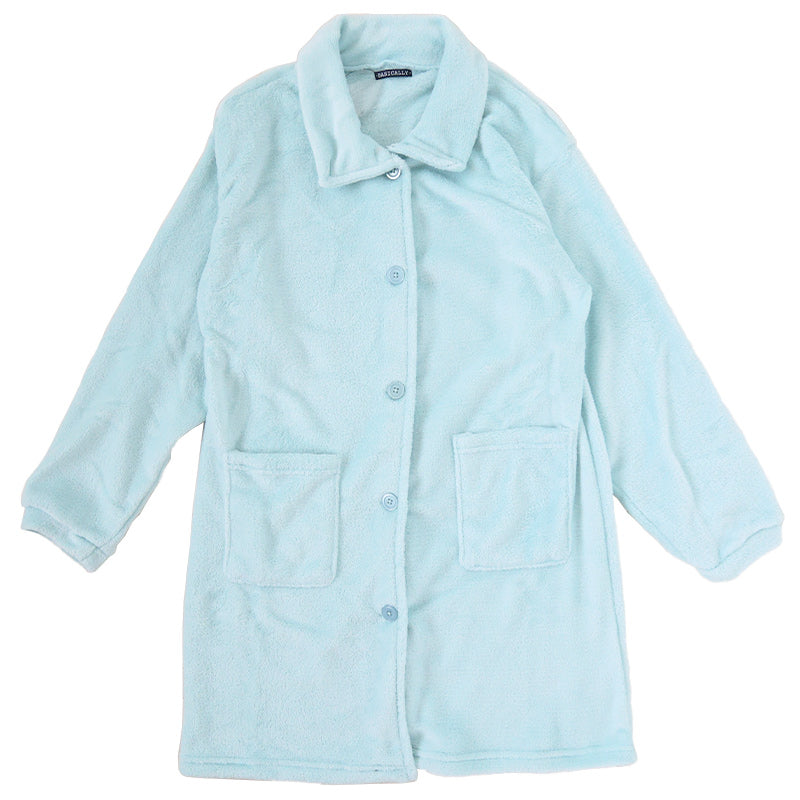 レディース カーディガン 冬 チュニック丈 ルームウェア パジャマ かわいい あったかい 部屋着 M-L やわらかい もこもこ 防寒対策 起毛 立ち襟 マイクロファイバー (在庫限り)