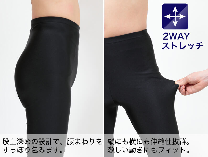 ラッシュガード レギンス レディース 2枚セット M-L~5L (スパッツ 10分丈 スポーツ インナー 大きいサイズ 3l uvカット)