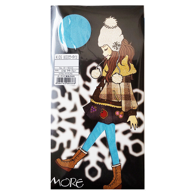 キッズ 80デニール カラータイツ 105cm・120cm・135cm (子供 こども 女の子 女児 冬 秋 無地 タイツ)