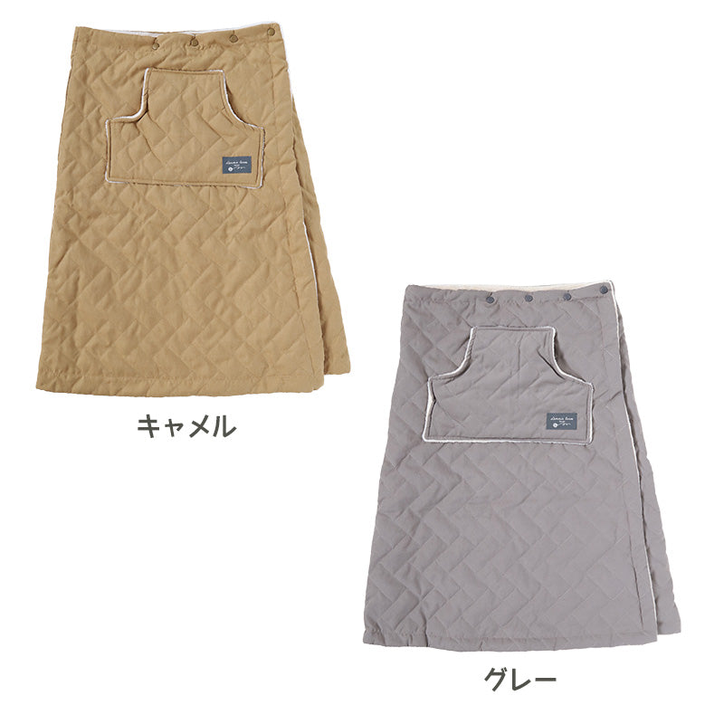 巻きスカート ラップスカート 撥水 裏ボア ボア 撥水 防寒 あったか キルティング スカート 裏起毛 M-L (巻スカート ミディアム丈 おしゃれ ひざ掛け シンプル 可愛い かわいい ひざかけ ブランケット ポケット付き もこもこ ふわふわ 冷え対策 無地 毛布) (在庫限り)