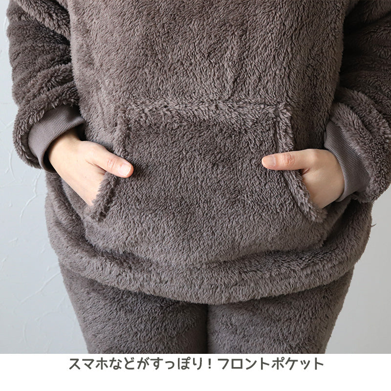 パジャマ レディース 冬 もこもこ ルームウェア 上下 上下セット M-L かわいい あったかい 婦人 ふわふわ 無地 シープタッチ 暖かい